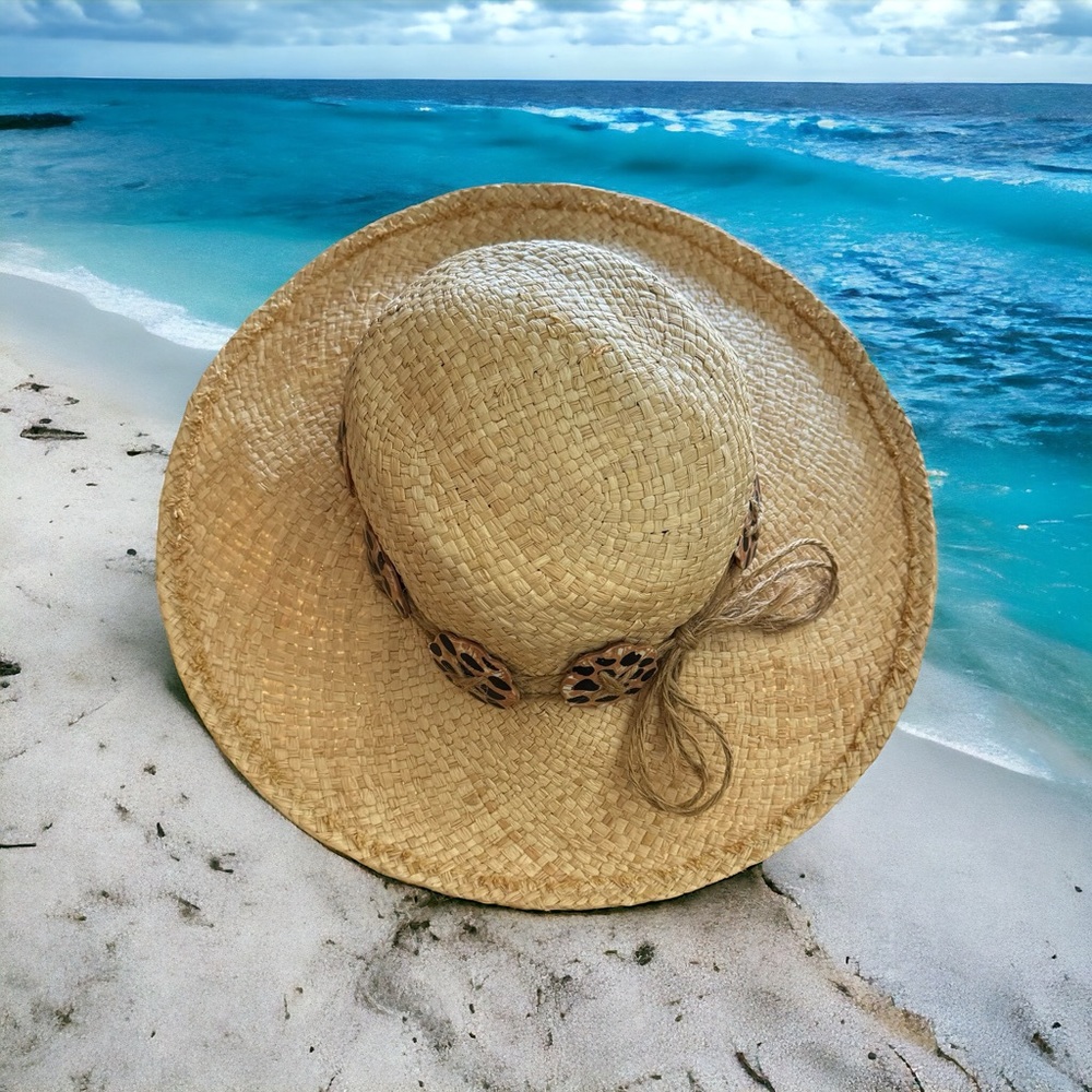 Women's Summer Straw Hat - Leopard Print Detail - UV Protection - Mix & Match